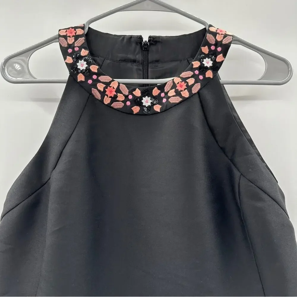 Kate Spade Dress By The Pool Black Mosaic Floral Embroidered Shift Dress Size 10